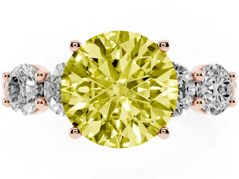 Round 5 Stone Engagement Ring Setting for a Fancy Yellow Lab-Grown Diamond | Rose Gold