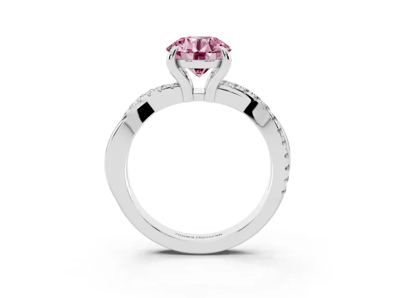 Round Twist Engagement Ring Setting for a Fancy Pink Lab-Grown Diamond | Crossover Band | Platinum