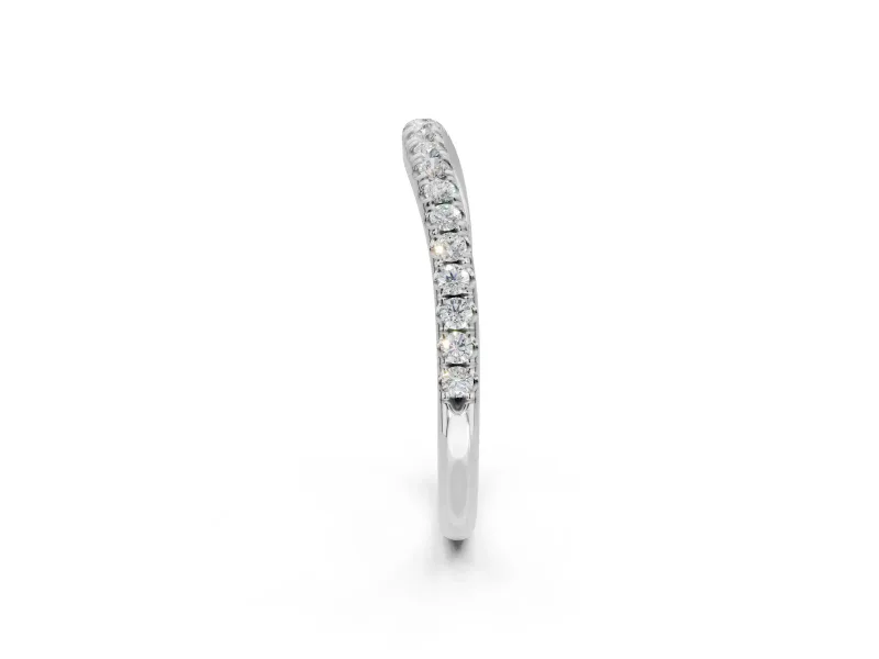 Round Lab-Grown Diamond Pavé Curved Half Eternity Wedding Band | Rounded Edges | White Gold