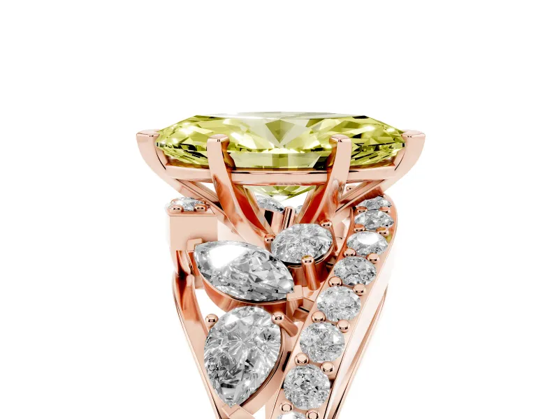 Marquise Bypass Pavé Engagement Ring Setting for a Fancy Yellow Lab-Grown Diamond | Rose Gold