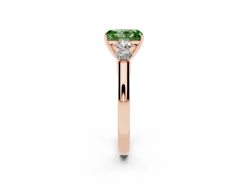 Radiant Cut 5 Stone Engagement Ring Setting for a Fancy Green Lab-Grown Diamond | Rose Gold
