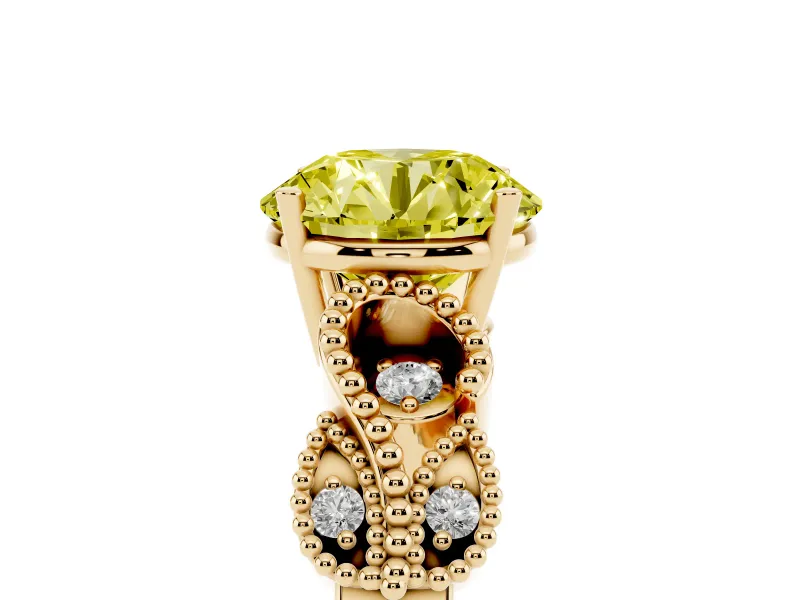 Round Vintage Engagement Ring Setting for a Fancy Yellow Lab-Grown Diamond | Yellow Gold