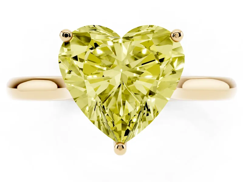 Heart-Shaped Cathedral Engagement Ring Setting for a Fancy Yellow Lab-Grown Diamond | Yellow Gold