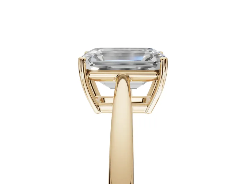 Emerald Cut Cathedral Solitaire Engagement Ring Setting | Open Shoulders | Yellow Gold