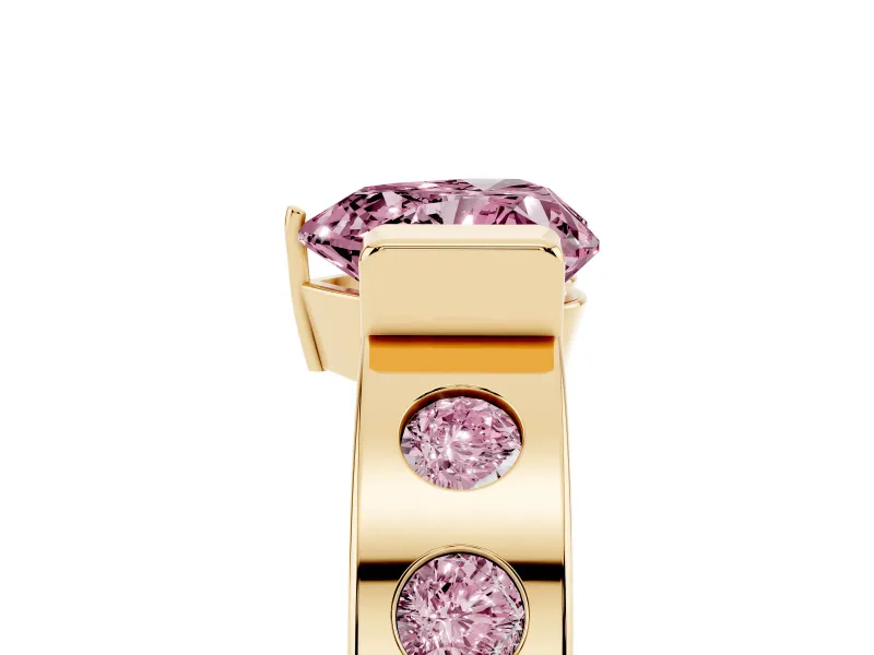 Heart-Shaped Tension Style Engagement Ring Setting for a Fancy Pink Lab-Grown Diamond | Yellow Gold