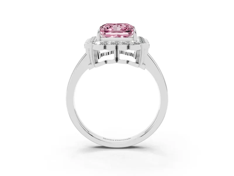 Princess Cut Halo Engagement Ring Setting for a Fancy Pink Lab-Grown Diamond | Sterling Silver - Design NV-24719