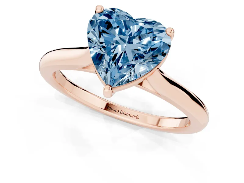Heart-Shaped Cathedral Engagement Ring Setting for a Fancy Blue Lab-Grown Diamond | Rose Gold