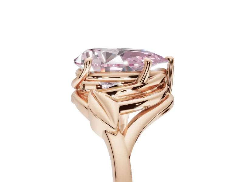 Pear-Shaped Bypass Solitaire Engagement Ring Setting for a Fancy Pink Lab-Grown Diamond | Rose Gold