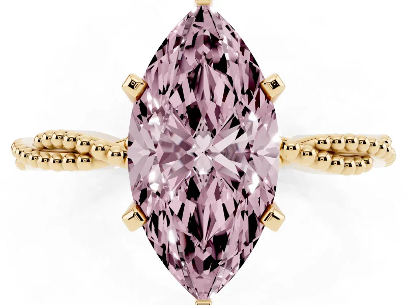 Marquise Twisted Solitaire Engagement Ring Setting for a Fancy Pink Lab-Grown Diamond | Yellow Gold
