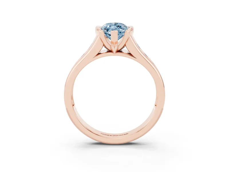 Marquise Half Bezel Engagement Ring Setting for a Fancy Blue Lab-Grown Diamond | Rose Gold