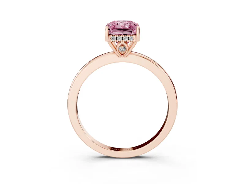 Radiant Cut Engagement Ring Setting for a Fancy Pink Lab-Grown Diamond | Hidden Halo | Rose Gold