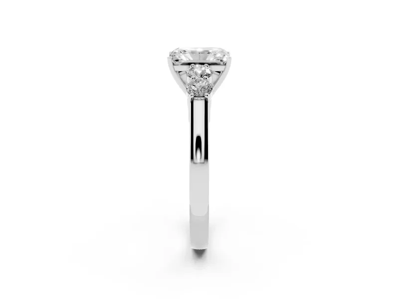 Radiant Cut Close Set Five Stone Engagement Ring Setting | Platinum
