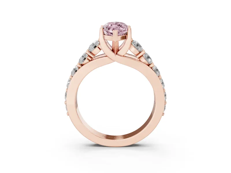 Marquise Graduated Engagement Ring Setting for a Fancy Pink Lab-Grown Diamond | Rose Gold