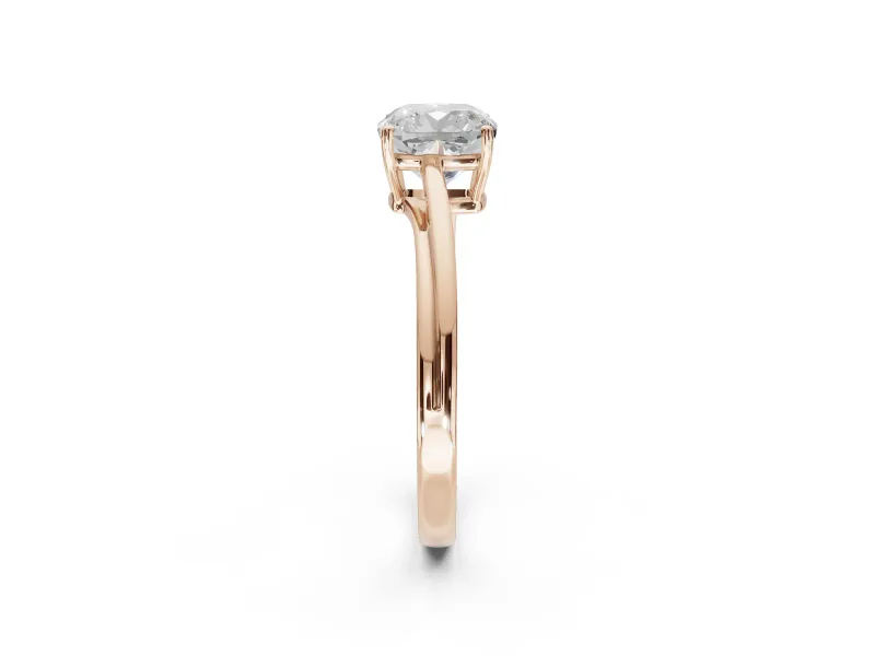 Cushion Cut Bypass Solitaire Engagement Ring Setting | Plain Polished Band | Rose Gold