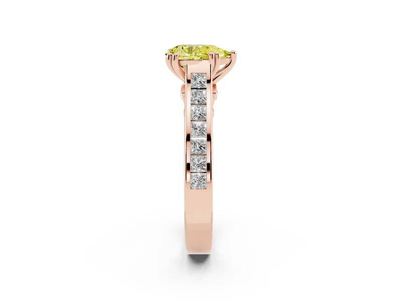 Pear-Shaped Channel Engagement Ring Setting for a Fancy Yellow Lab-Grown Diamond | Rose Gold - Design NV-24671