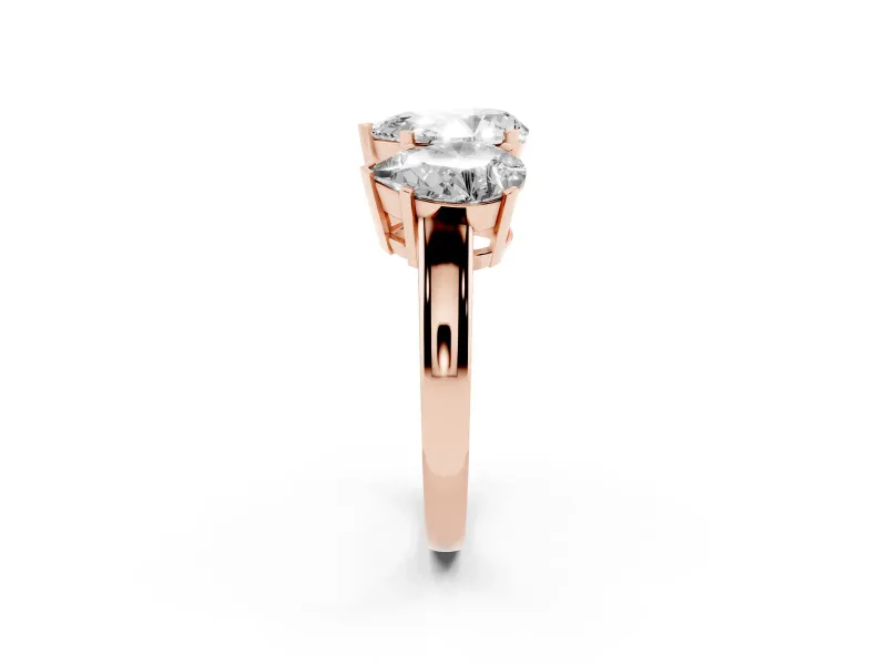 Pear-Shaped Three Stone Engagement Ring Setting | Large Side Stones | Rose Gold