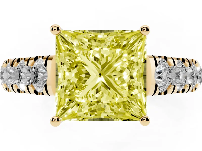 Princess Cut Engagement Ring Setting for a Fancy Yellow Lab-Grown Diamond | Yellow Gold - Design NV-24643