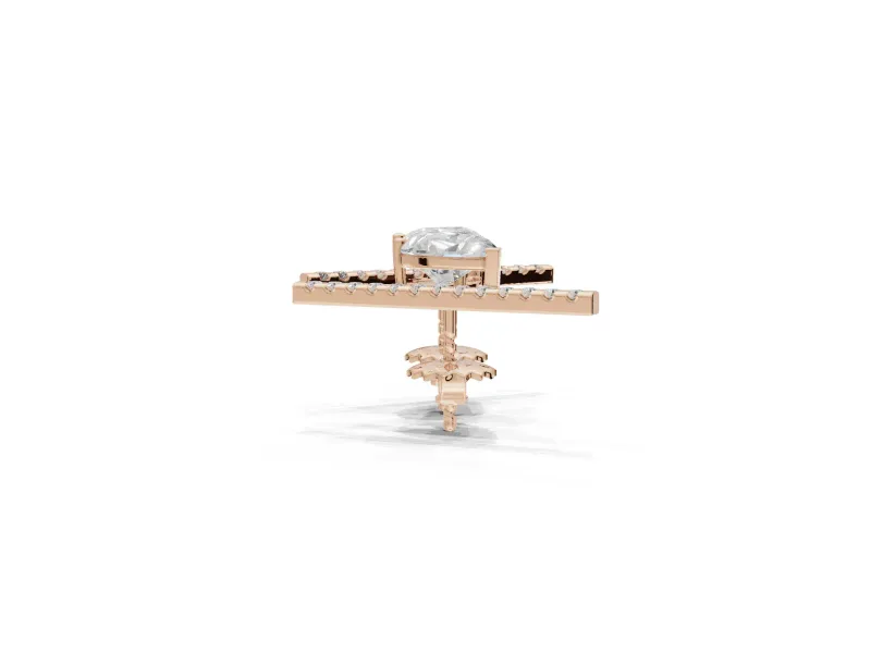 Pear-Shaped Lab-Grown Diamond Bar Stud Earrings | Micro Pavé Line | Rose Gold