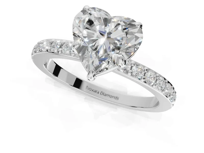 Heart-Shaped Hidden Halo Engagement Ring Setting | Sterling Silver