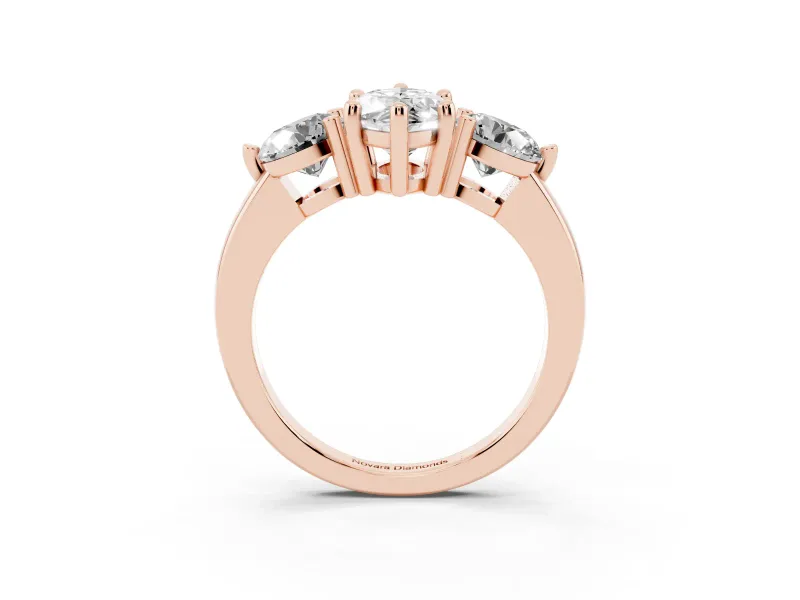 Marquise Three Stone Engagement Ring Setting | Open Prong Baskets | Rose Gold