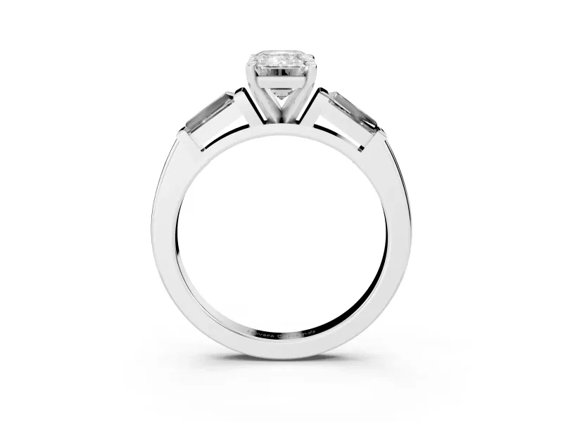 Emerald Cut Three Stone Engagement Ring Setting | Tapered Baguettes | Platinum