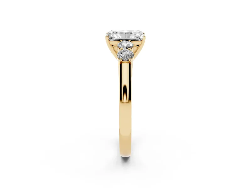 Radiant Cut Close Set Five Stone Engagement Ring Setting | Yellow Gold