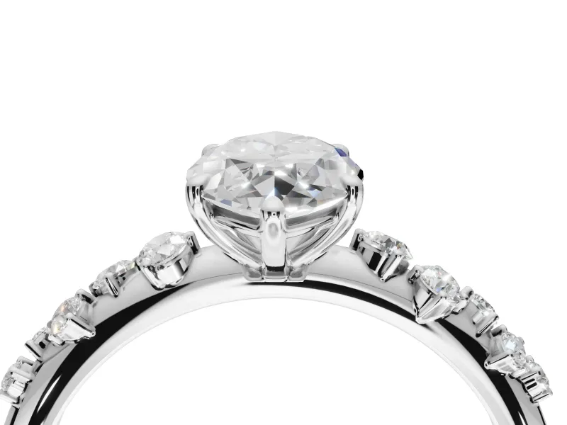 Marquise Solitaire Engagement Ring Setting | Graduated Scattered Accents | Sterling Silver