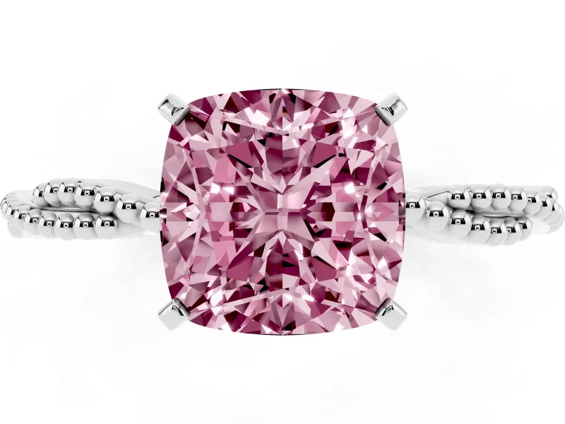 Cushion Cut Twisted Solitaire Engagement Ring Setting for a Fancy Pink Lab-Grown Diamond | Platinum