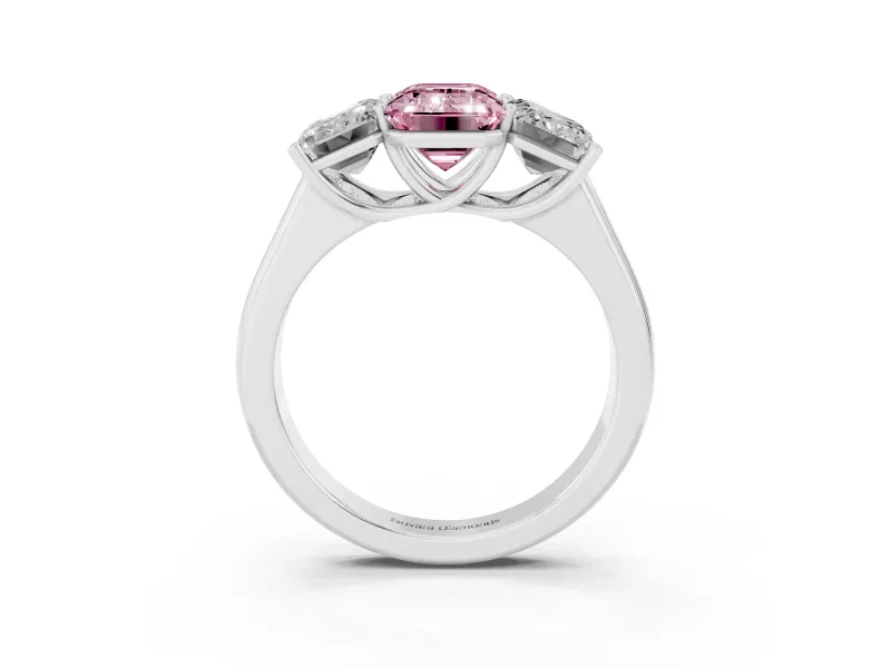 Emerald Cut Engagement Ring Setting for a Fancy Pink Lab-Grown Diamond | Sterling Silver - Design NV-24908