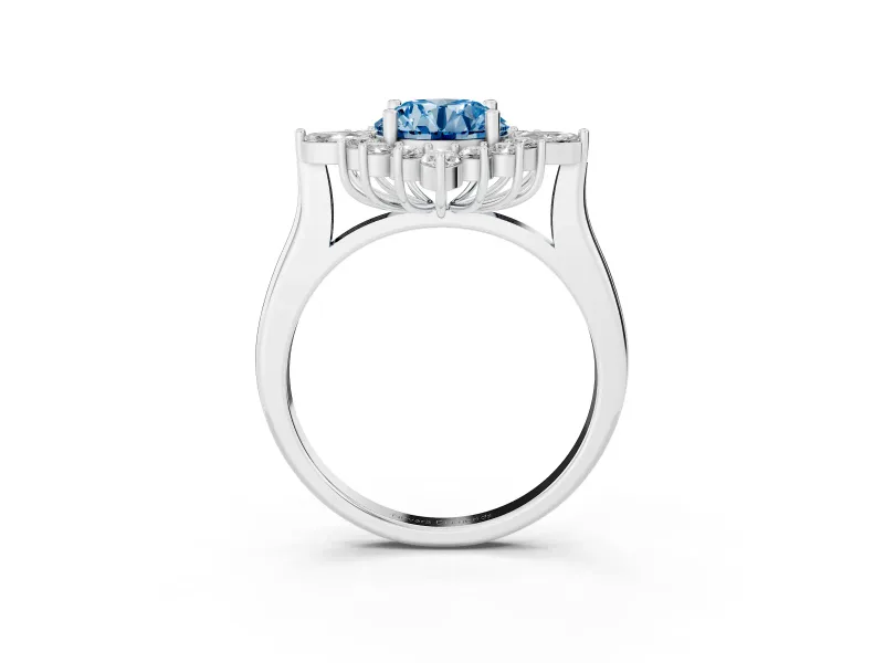 Round Engagement Ring Setting for a Fancy Blue Lab-Grown Diamond | Sterling Silver - Design NV-24790