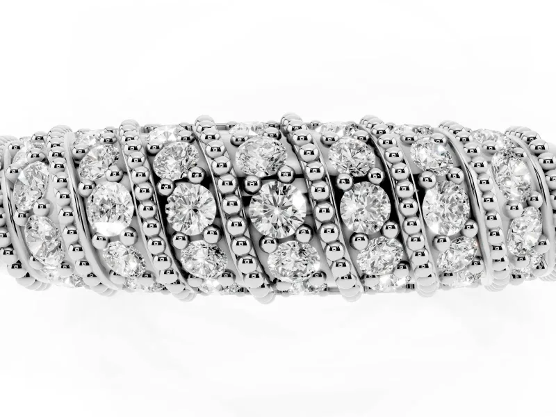 Round Diamond Dome Band Set in Platinum with Channel Setting