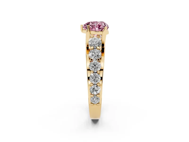 Heart-Shaped Engagement Ring Setting for a Fancy Pink Lab-Grown Diamond | Yellow Gold - Design NV-24645
