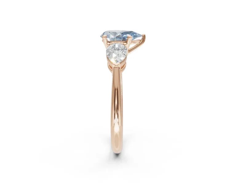 Pear-Shaped 3-Stone Engagement Ring Setting for a Fancy Blue Lab-Grown Diamond | Rose Gold