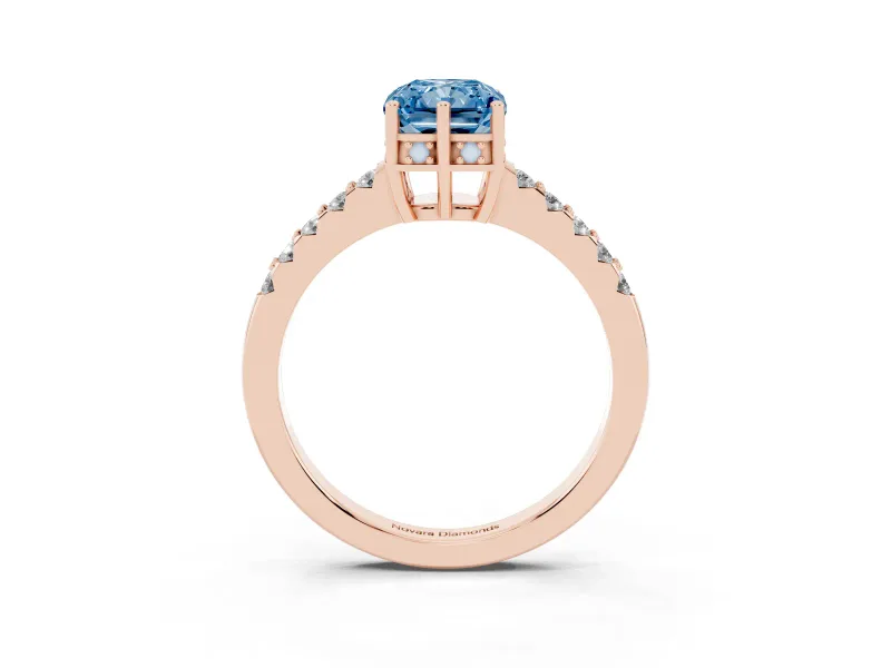 Radiant Cut Engagement Ring Setting for a Fancy Blue Lab-Grown Diamond | Rose Gold - Design NV-24649