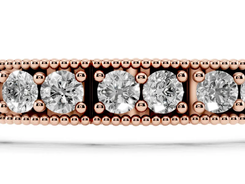 Round Lab-Grown Diamond Vintage Milgrain Tennis Bracelet | Paired Stones | Rose Gold