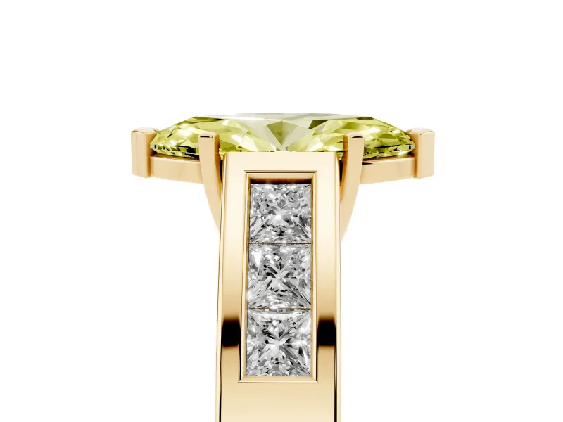 Marquise Channel-Set Engagement Ring Setting for a Fancy Yellow Lab-Grown Diamond | Yellow Gold