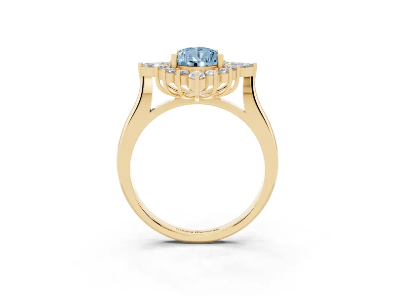 Pear-Shaped Engagement Ring Setting for a Fancy Blue Lab-Grown Diamond | Yellow Gold - Design NV-24790