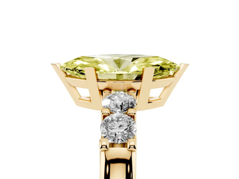 Marquise Five Stone Engagement Ring Setting for a Fancy Yellow Lab-Grown Diamond | Yellow Gold