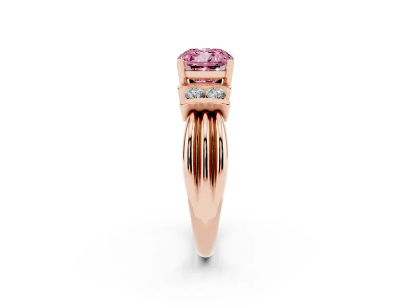 Cushion Cut Bar-Set Engagement Ring Setting for a Fancy Pink Lab-Grown Diamond | Rose Gold