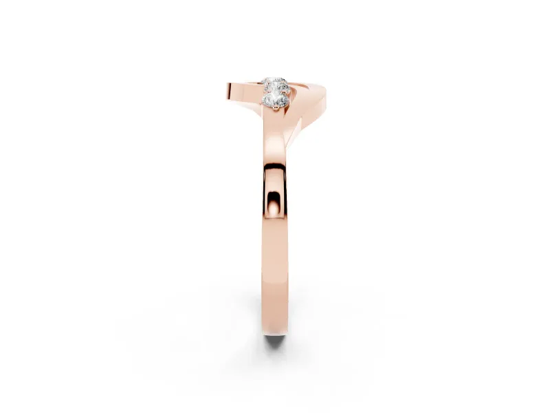 Round Diamond Five-Stone Crossover Band Set in Rose gold with Prong Setting