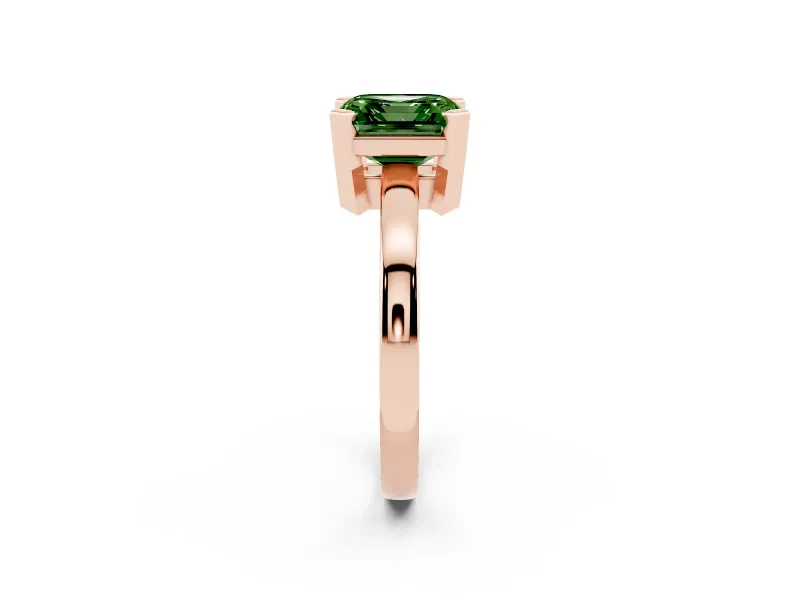 Asscher Cut Solitaire Engagement Ring Setting for a Fancy Green Lab-Grown Diamond | Flat Tab Prongs | Rose Gold