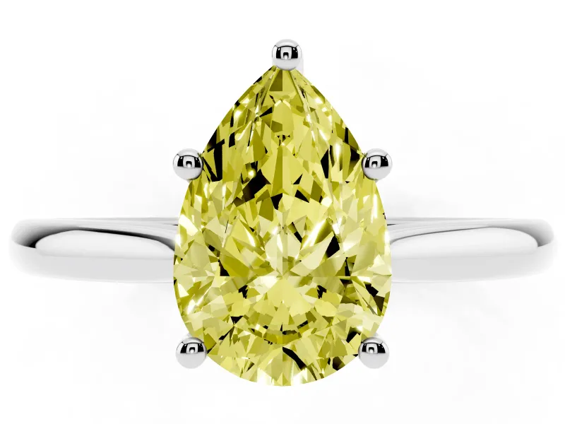 Pear-Shaped Cathedral Engagement Ring Setting for a Fancy Yellow Lab-Grown Diamond | White Gold