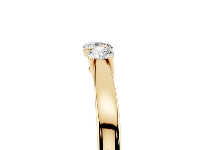 Round Lab-Grown Diamond Three Stone Curved Wedding Band | Prong Set | Yellow Gold