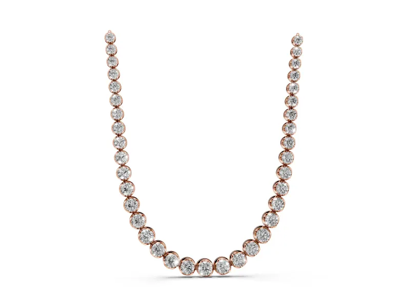 Round Lab-Grown Diamond Graduated Continuous Line Tennis Necklace | Prong Set | Rose Gold
