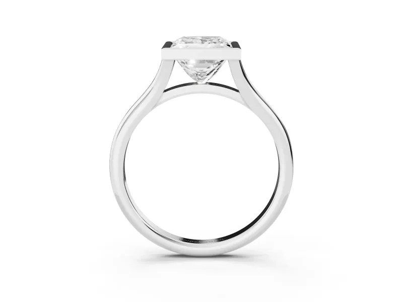 Princess Cut Bezel Solitaire Engagement Ring Setting | V Split Shank | Platinum