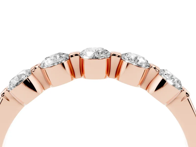 Round Lab-Grown Diamond Five-Stone Bar Set Wedding Band | Raised Row | Rose Gold