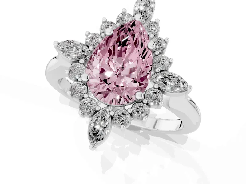 Pear-Shaped Engagement Ring Setting for a Fancy Pink Lab-Grown Diamond | White Gold - Design NV-24790