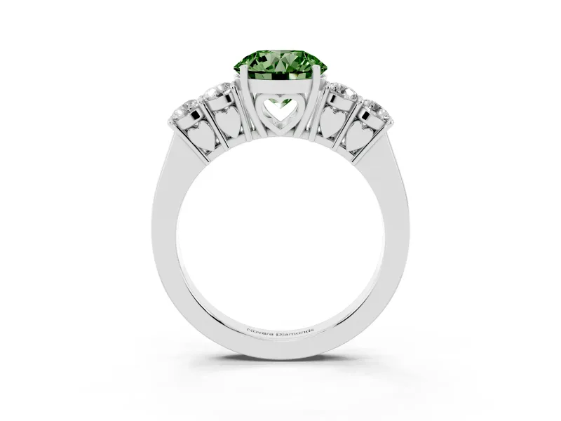 Round Close Set Five Stone Engagement Ring Setting for a Fancy Green Lab-Grown Diamond | Platinum