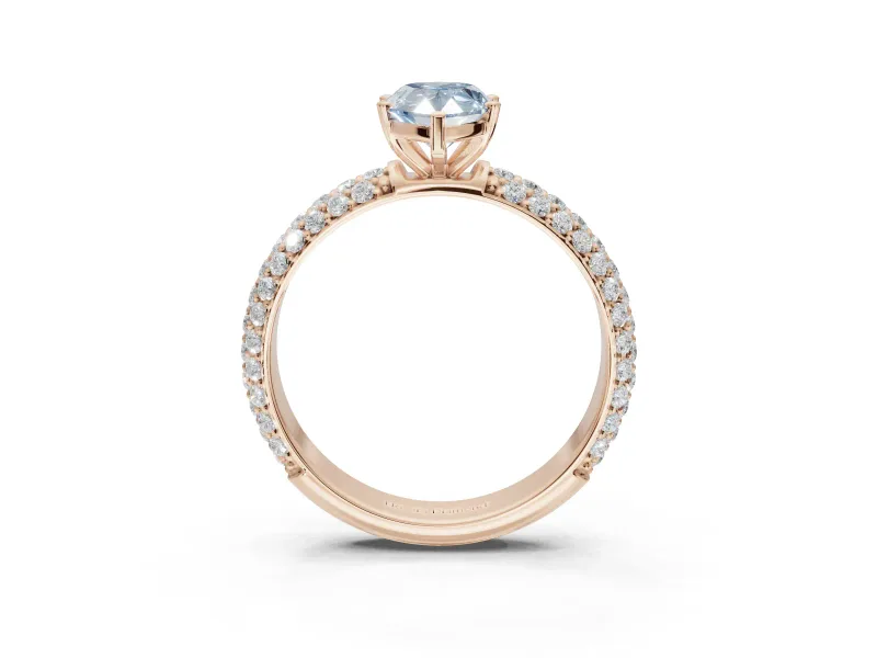 Pear-Shaped Domed Pavé Engagement Ring Setting for a Fancy Blue Lab-Grown Diamond | Rose Gold