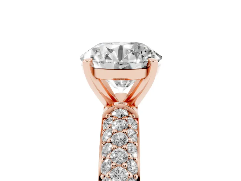 Round Pavé Solitaire Engagement Ring Setting | Domed Pavé Band | Rose Gold